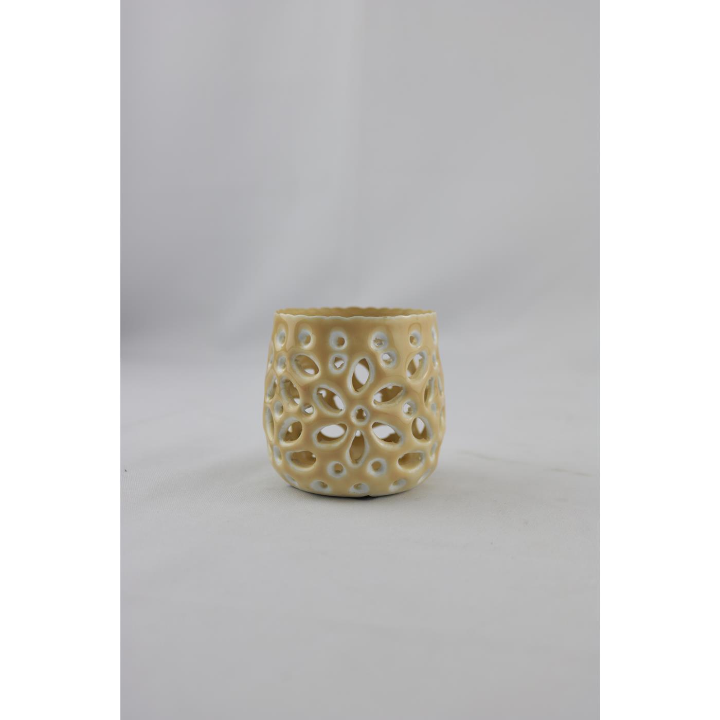 Waxinelichthouder  beige 8x8x7cm